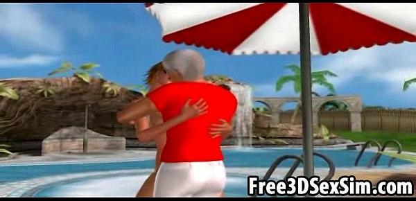  Foxy 3D cartoon hottie sucking and fucking in the pool
